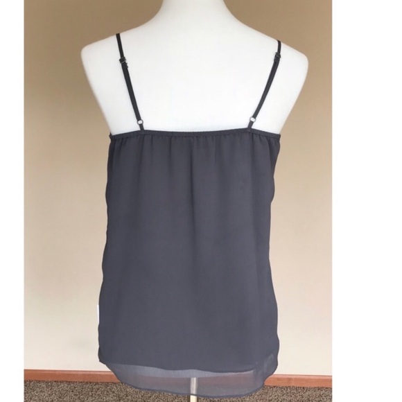 Old Navy Ruffle Front Lined Gray Tank Small - Picture 3 of 7